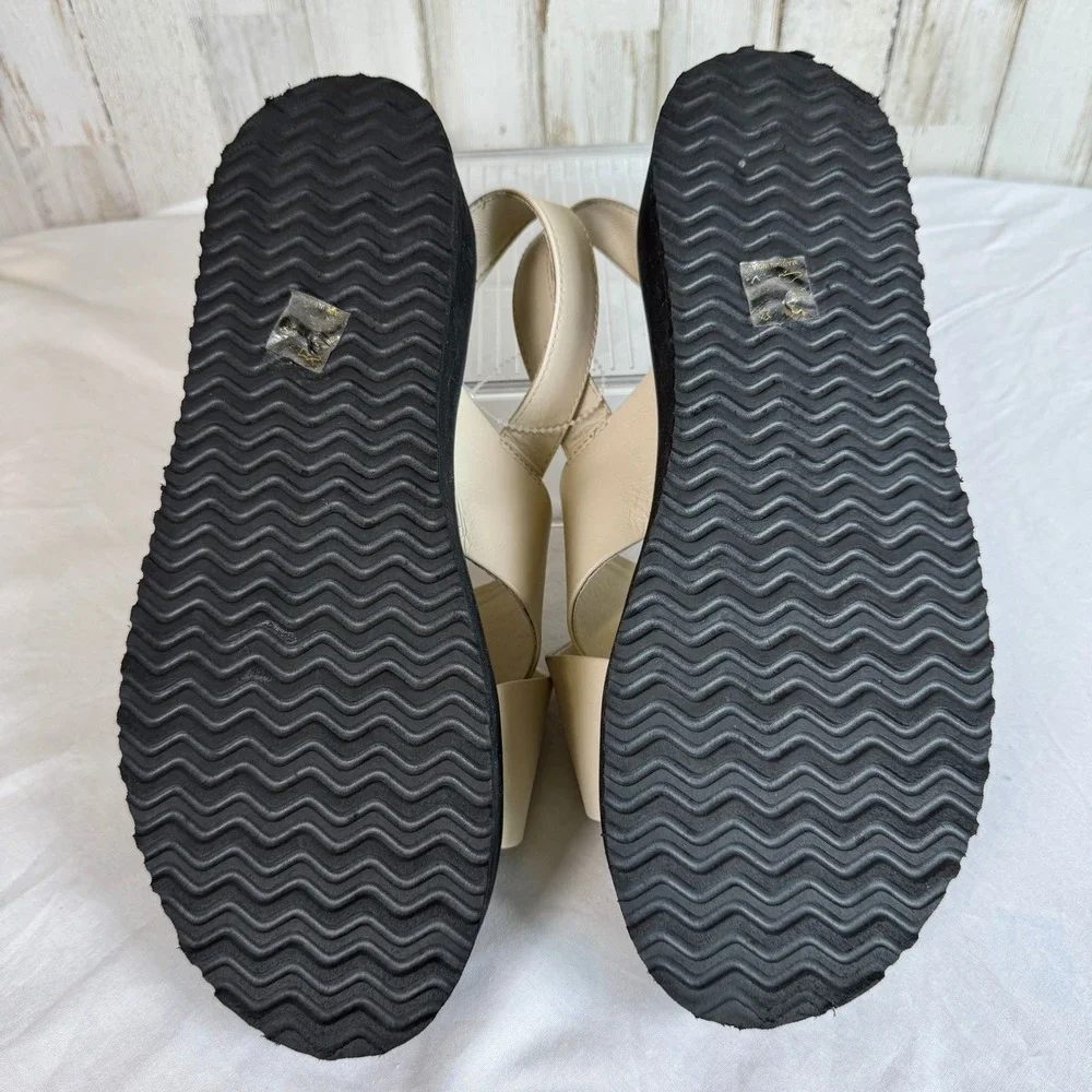 Anthropologie Maeve Cross Strap Chrissy Platform Sandals Cream Slingback 10.5/41